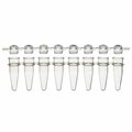 Globe Scientific 0.2mL 12-Strip Tubes, with Separate 12-Strip clear Dome caps, Natural, 80PK PCR-STR-02D-12